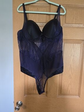 Navy Lace & Mesh Bodysuit Chemise